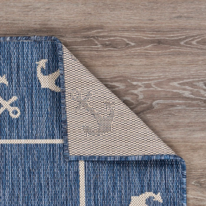 Rugs Town 81872 Azure/ White 5'-3" X 7'0 Rect. Rug