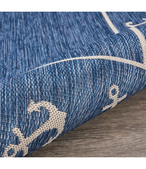 LR Home SEASIDE 81872 Azure/ White 5'-3" X 7'0 Rect. Rug