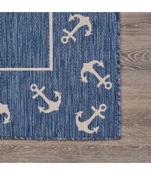 LR Home SEASIDE 81872 Azure/ White 5'-3" X 7'0 Rect. Rug