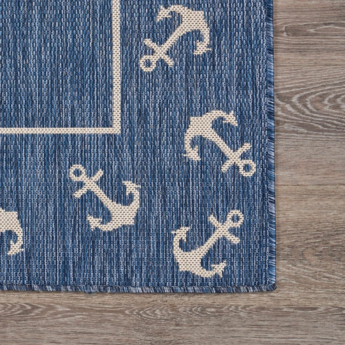 Rugs Town 81872 Azure/ White 5'-3" X 7'0 Rect. Rug