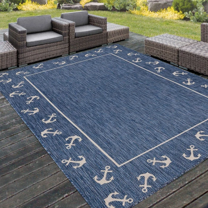 Rugs Town 81872 Azure/ White 5'-3" X 7'0 Rect. Rug