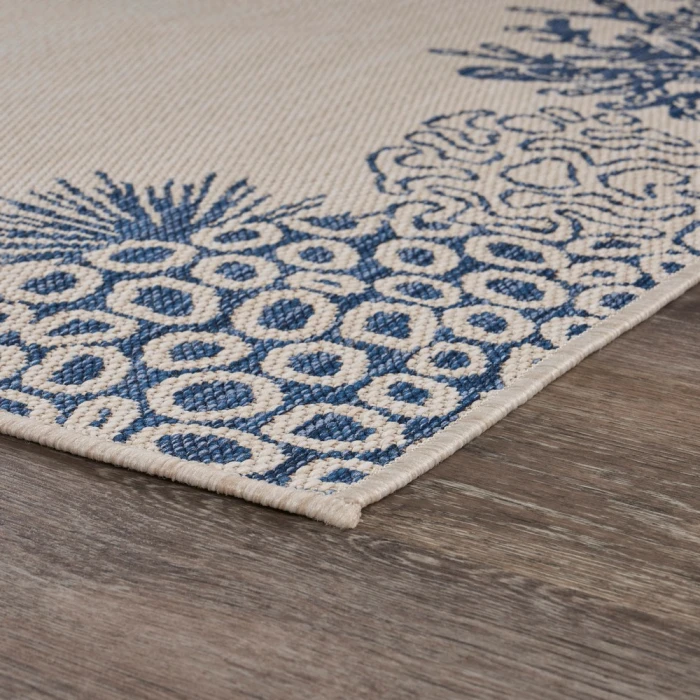 LR Home SEASIDE 81873 White/ Azure 5'-3" X 7'0 Rect. Rug