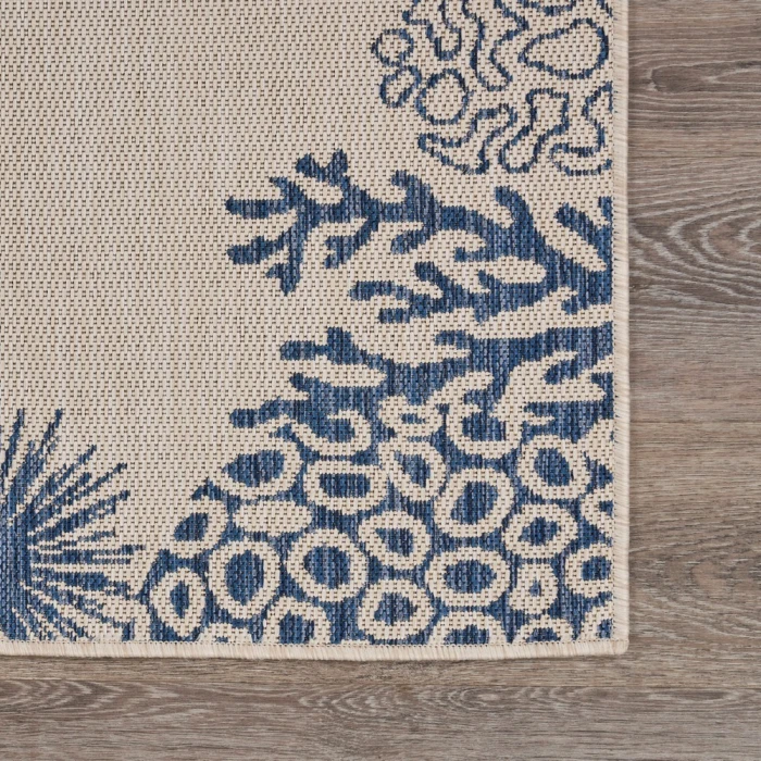 LR Home SEASIDE 81873 White/ Azure 5'-3" X 7'0 Rect. Rug