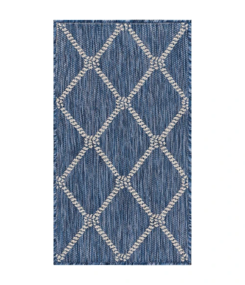 LR Home SEASIDE 81875 Azure/ White 1'10" X 3'0 Rect. Rug
