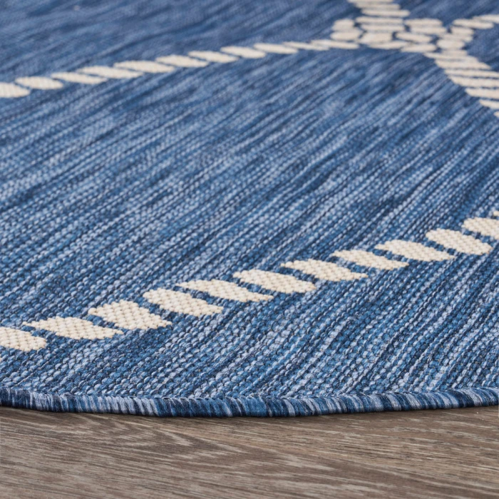 Rugs Town 81875 Azure/ White 7'-6" X 7'-6" Round Rug