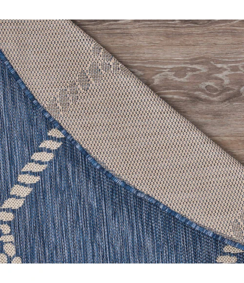 LR Home SEASIDE 81875 Azure/ White 7'-6" X 7'-6" Round Rug