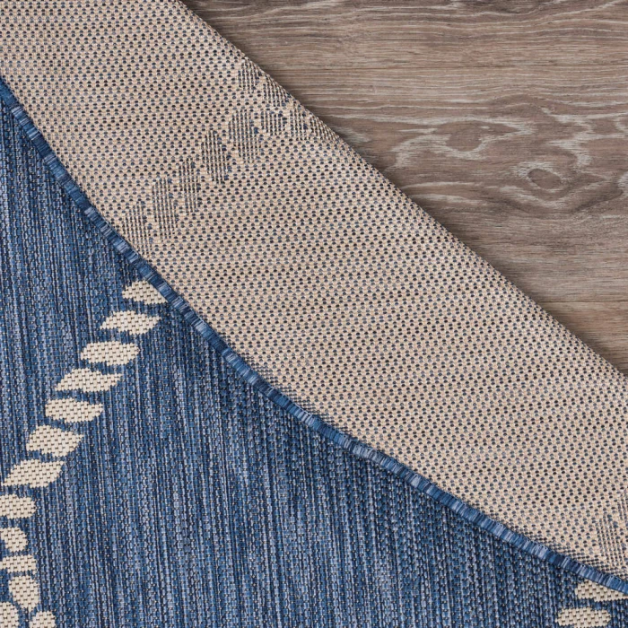 Rugs Town 81875 Azure/ White 7'-6" X 7'-6" Round Rug