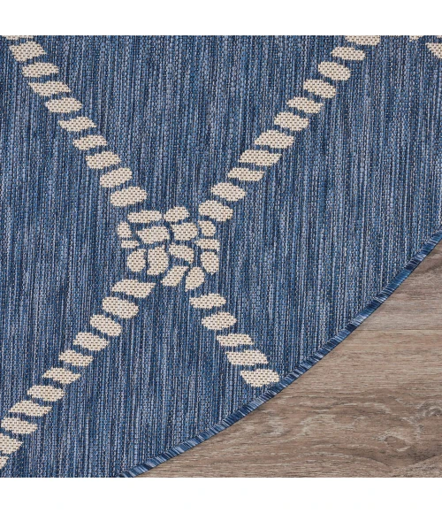 LR Home SEASIDE 81875 Azure/ White 7'-6" X 7'-6" Round Rug