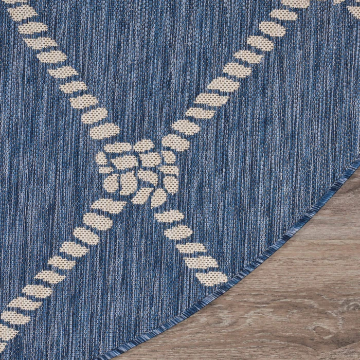 Rugs Town 81875 Azure/ White 7'-6" X 7'-6" Round Rug