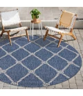 LR Home SEASIDE 81875 Azure/ White 7'-6" X 7'-6" Round Rug