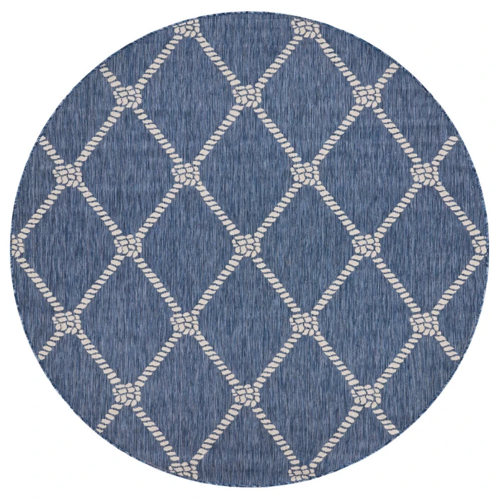 Rugs Town 81875 Azure/ White 7'-6" X 7'-6" Round Rug