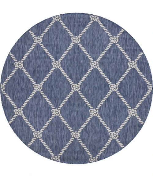 LR Home Seaside Blue SEADE 5ft.3in. x 5ft.3in. Round Rug