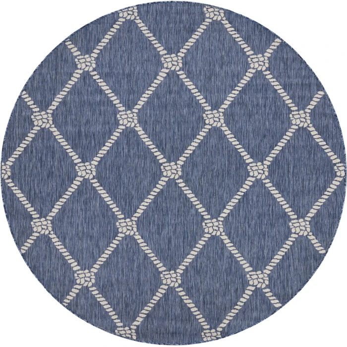 LR Home Seaside Blue SEADE 5ft.3in. x 5ft.3in. Round Rug
