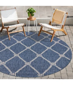LR Home Seaside Blue SEADE 5ft.3in. x 5ft.3in. Round Rug