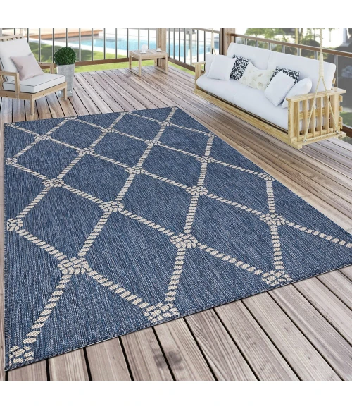 LR Home SEASIDE 81875 Azure/ White 7'6" X 9'5 Rect. Rug