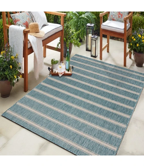 LR Home Seaside Blue SEADE 5ft.3in. x 7ft. Rectangle Rug