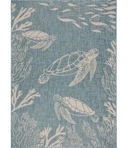 Samantha SEA-AZ Aqua Area Rug 7 ft. 6 in. X 9 ft. 5 in. Rectangle