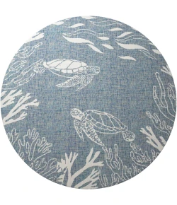 LR Home Seaside Blue SEADE 5ft.3in. x 5ft.3in. Round Rug