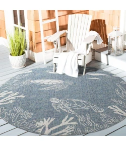 LR Home Seaside Blue SEADE 5ft.3in. x 5ft.3in. Round Rug