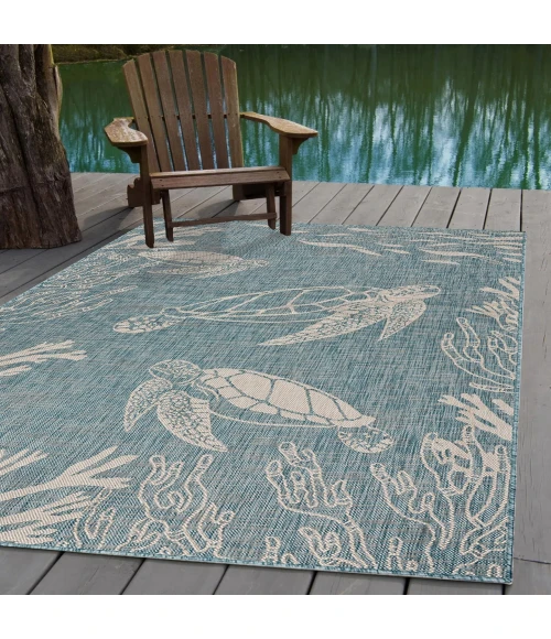 LR Home Seaside Blue SEADE 3ft. x 5ft. Rectangle Rug