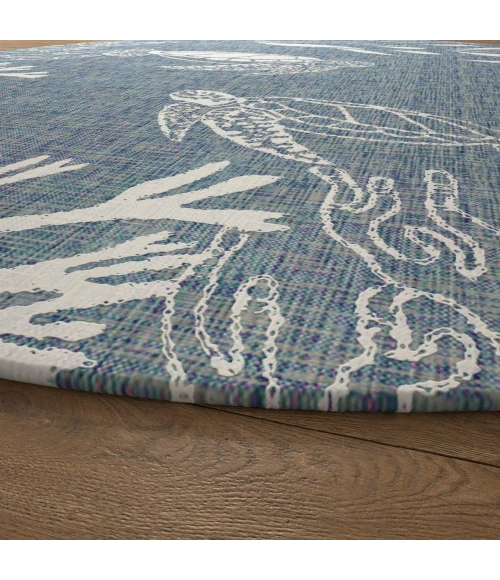 LR Home Seaside Blue SEADE 7ft.6in. Round Rug