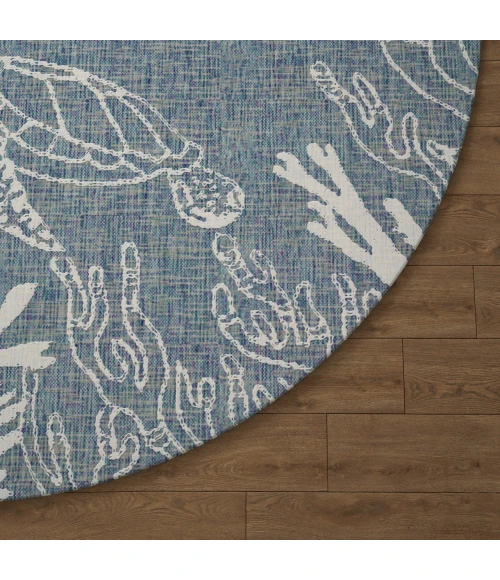 LR Home Seaside Blue SEADE 7ft.6in. Round Rug