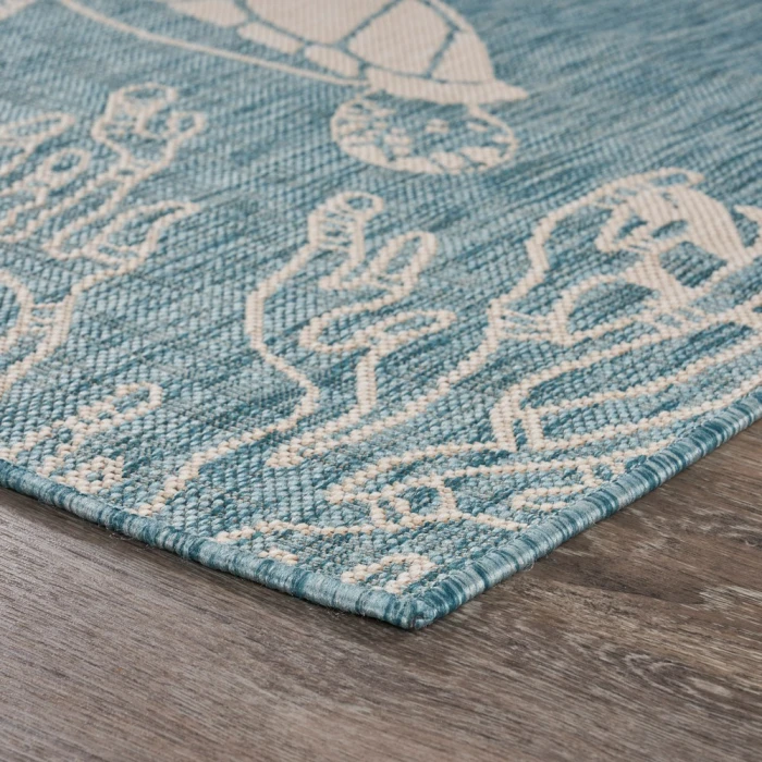 Rugs Town 81879 Aqua/ White 7'6" X 9'5 Rect. Rug