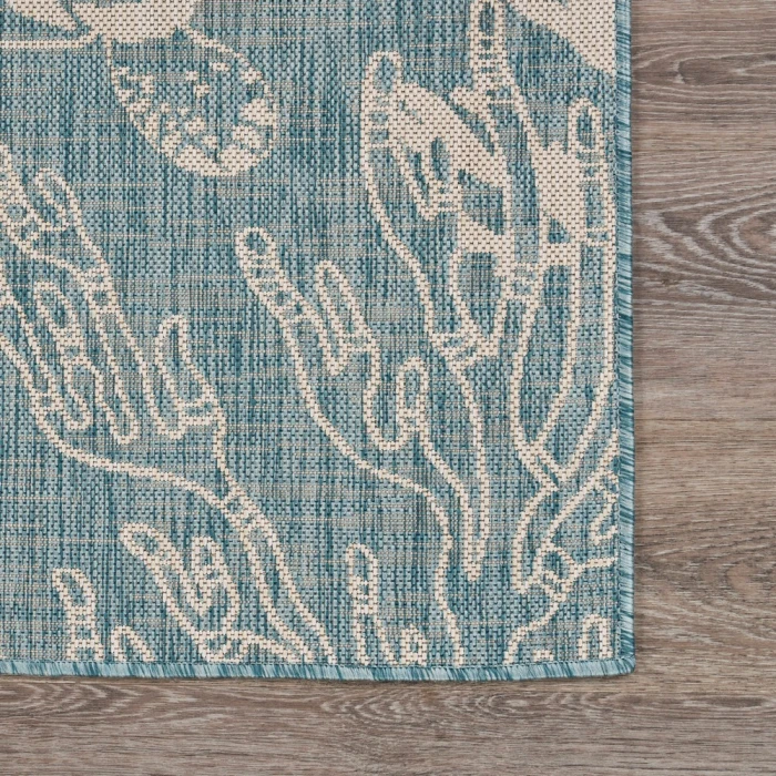 Rugs Town 81879 Aqua/ White 7'6" X 9'5 Rect. Rug