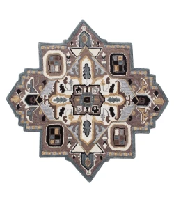 LR Home Shapes 50922 Black/ Mocha 7' X 7' Octagon Rug