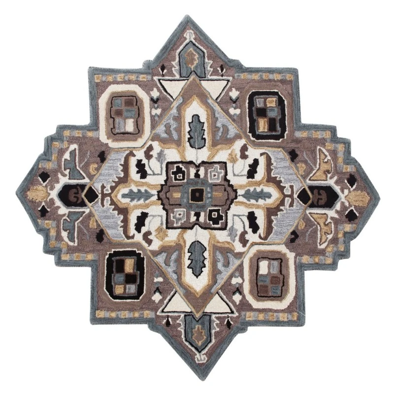 LR Home SHAPES 50922 Black/ Mocha 7' X 7' Octagon Rug