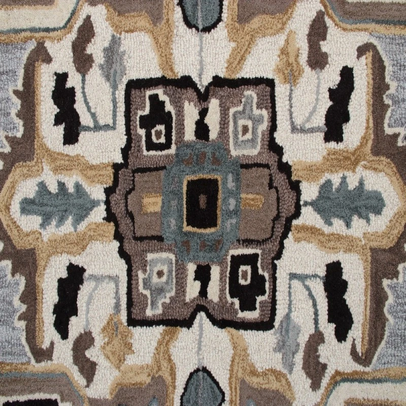 LR Home SHAPES 50922 Black/ Mocha 7' X 7' Octagon Rug