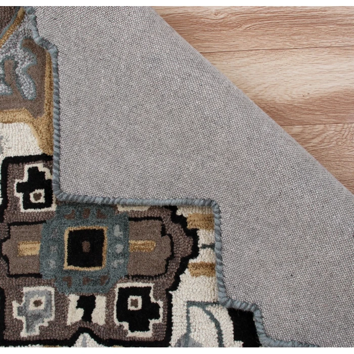 Rugs Town 50922 Black/ Mocha 7' X 7' Octagon Rug