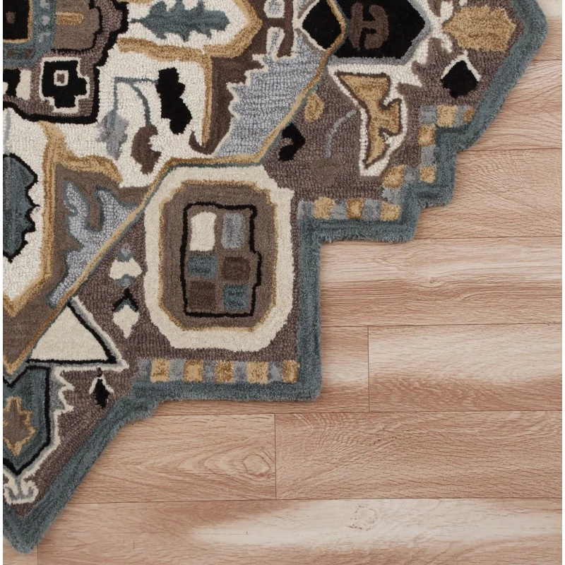 LR Home SHAPES 50922 Black/ Mocha 7' X 7' Octagon Rug