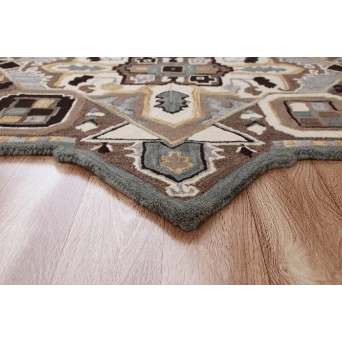 Rugs Town 50922 Black/ Mocha 7' X 7' Octagon Rug