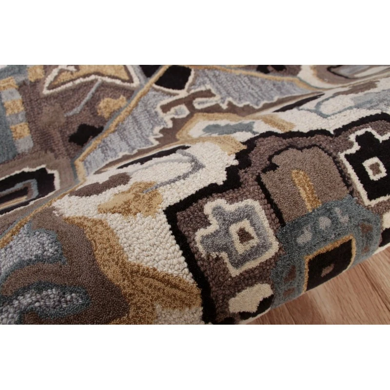 LR Home SHAPES 50922 Black/ Mocha 7' X 7' Octagon Rug