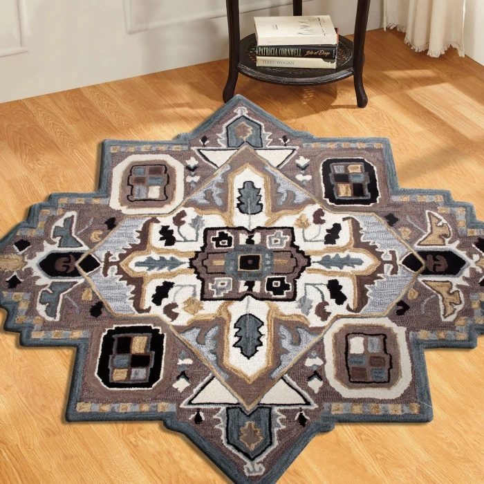 Rugs Town 50922 Black/ Mocha 7' X 7' Octagon Rug