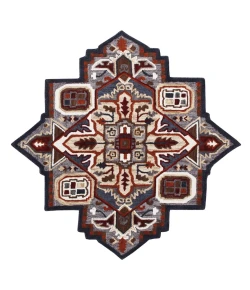 LR Home Shapes 50923 Gold/ Blue 7' X 7' Octagon Rug