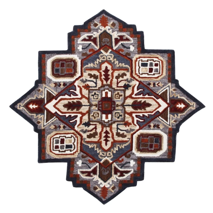 LR Home SHAPES 50923 Gold/ Blue 7' X 7' Octagon Rug