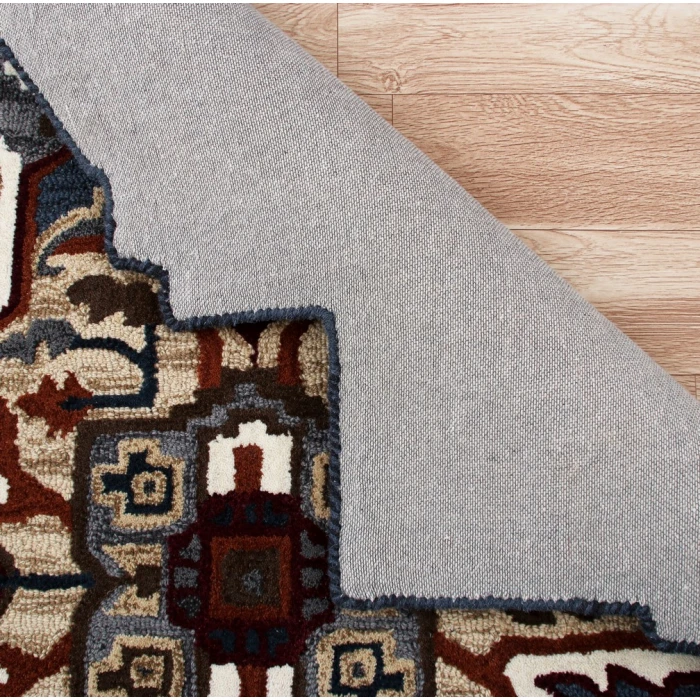 LR Home SHAPES 50923 Gold/ Blue 7' X 7' Octagon Rug