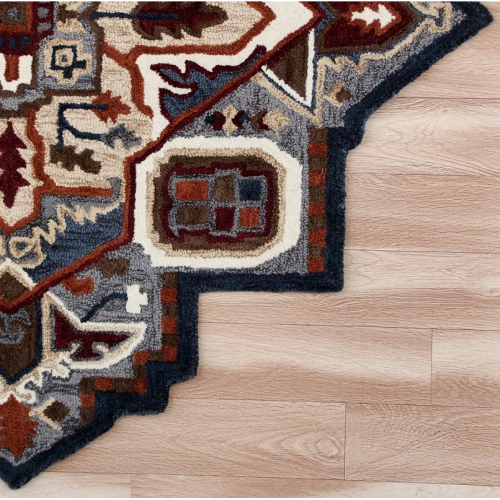LR Home SHAPES 50923 Gold/ Blue 7' X 7' Octagon Rug