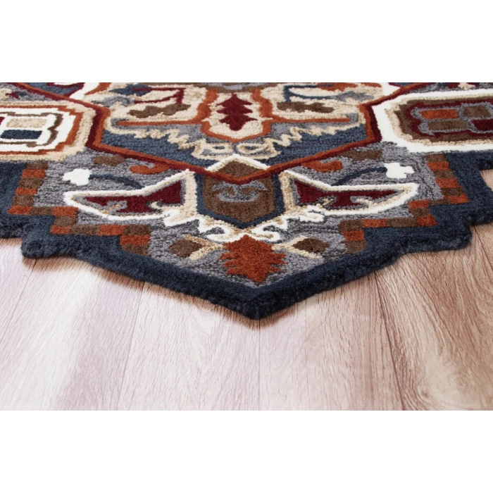 LR Home SHAPES 50923 Gold/ Blue 7' X 7' Octagon Rug