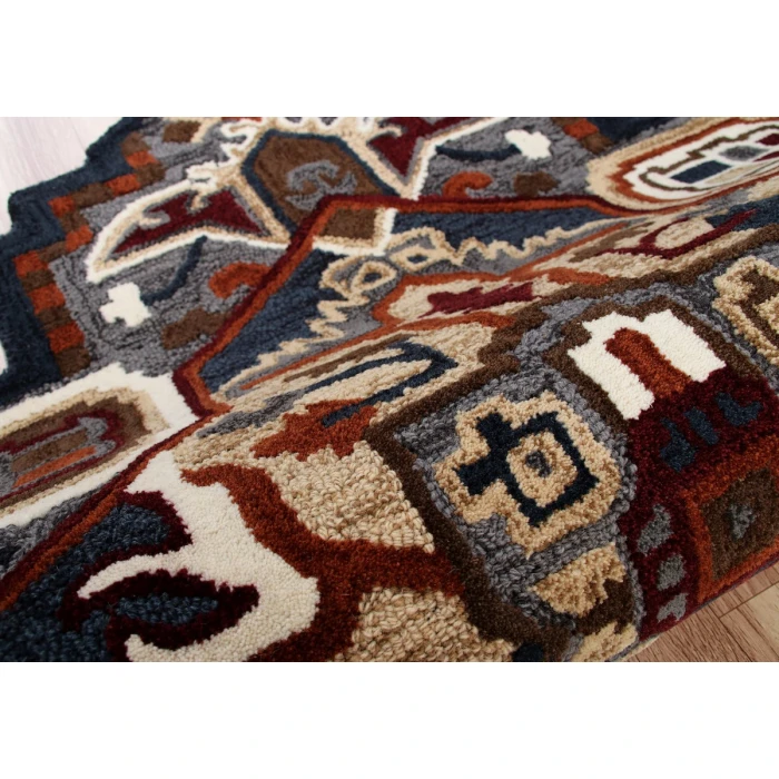 LR Home SHAPES 50923 Gold/ Blue 7' X 7' Octagon Rug