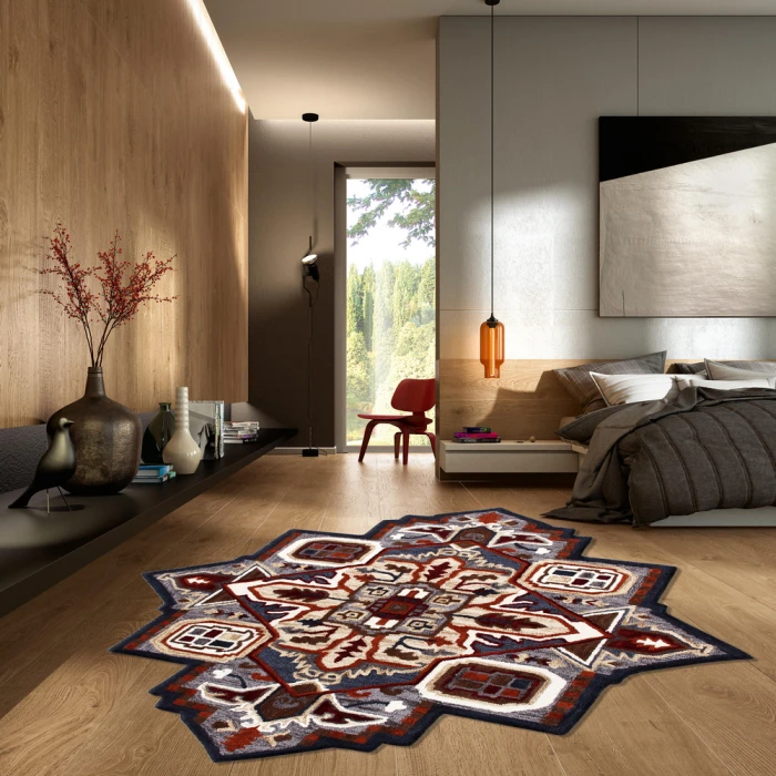 LR Home SHAPES 50923 Gold/ Blue 7' X 7' Octagon Rug