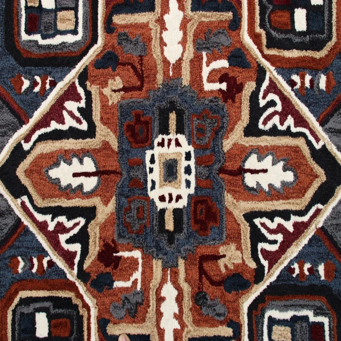 LR Home SHAPES 50924 Rust/ Navy 7' X 7' Octagon Rug