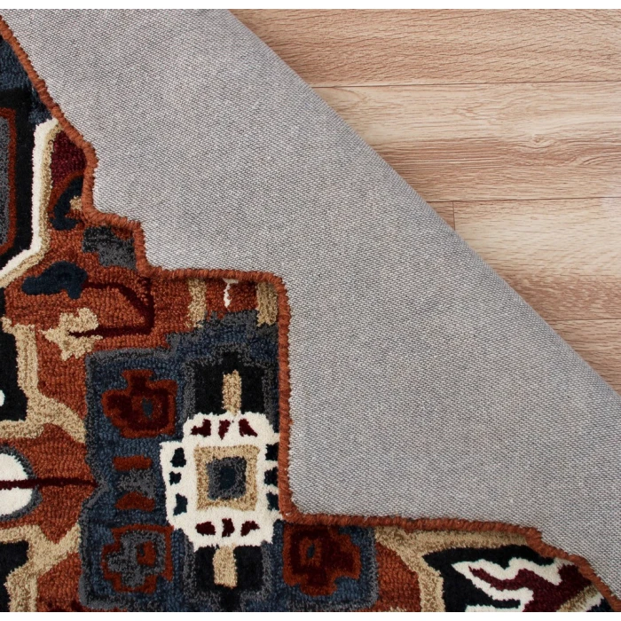 LR Home SHAPES 50924 Rust/ Navy 7' X 7' Octagon Rug
