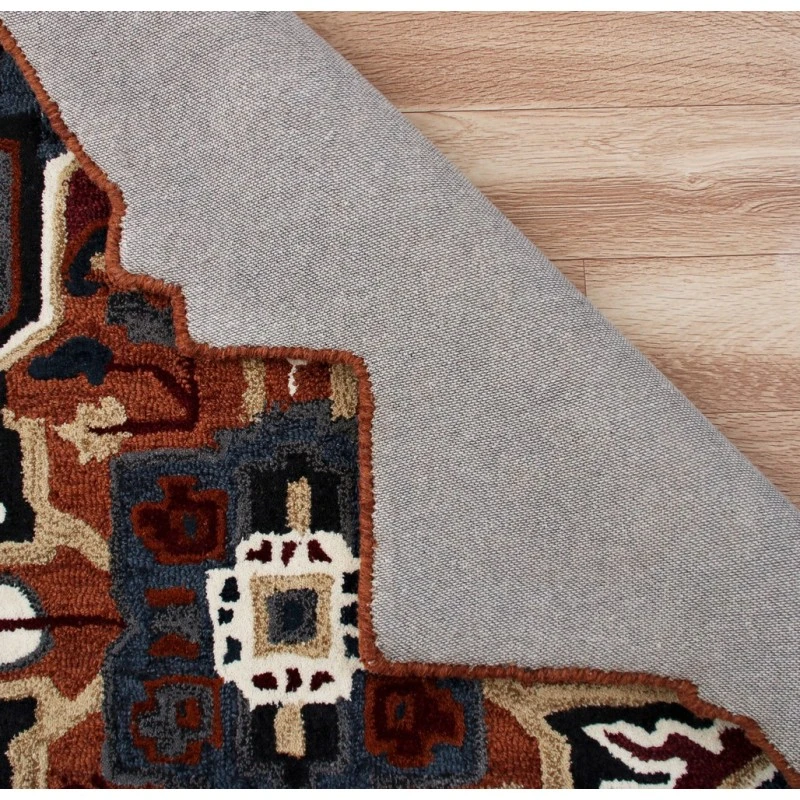 LR Home SHAPES 50924 Rust/ Navy 7' X 7' Octagon Rug