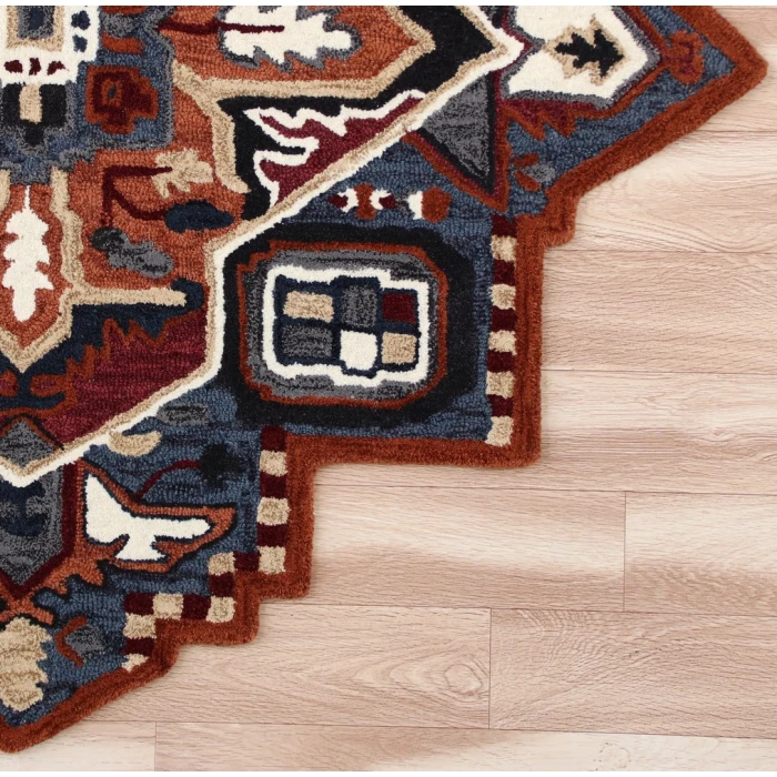 LR Home SHAPES 50924 Rust/ Navy 7' X 7' Octagon Rug