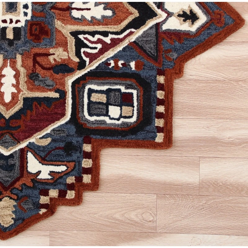 LR Home SHAPES 50924 Rust/ Navy 7' X 7' Octagon Rug