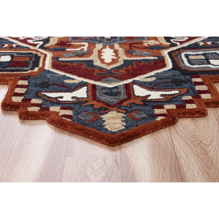 LR Home SHAPES 50924 Rust/ Navy 7' X 7' Octagon Rug