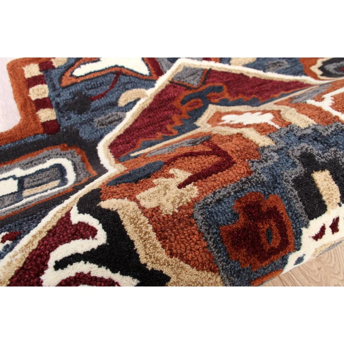 LR Home SHAPES 50924 Rust/ Navy 7' X 7' Octagon Rug